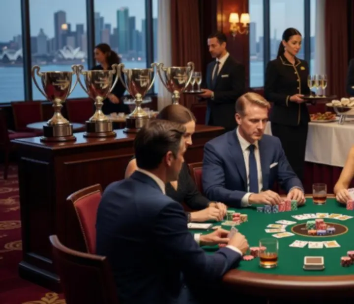 Members gathered around poker tables during a social Texas Hold'em night at LuckyVegga