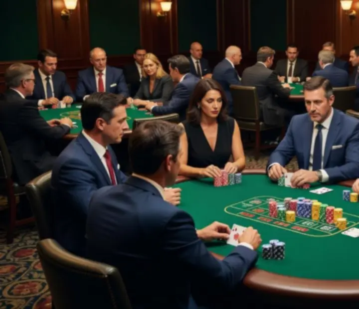 Members enjoying a VIP poker lounge with dedicated poker tables at LuckyVegga
